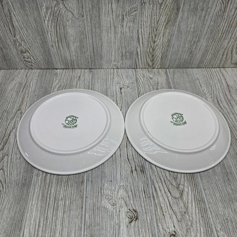 Syracuse China Syralite White Dinner Plates Set of 2 Round USA Restaurant Ware